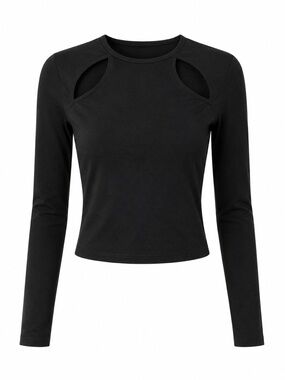 NWT FN BLACK LONG SLEEVE TOP WITH FRONT CUT OUT DESIGN